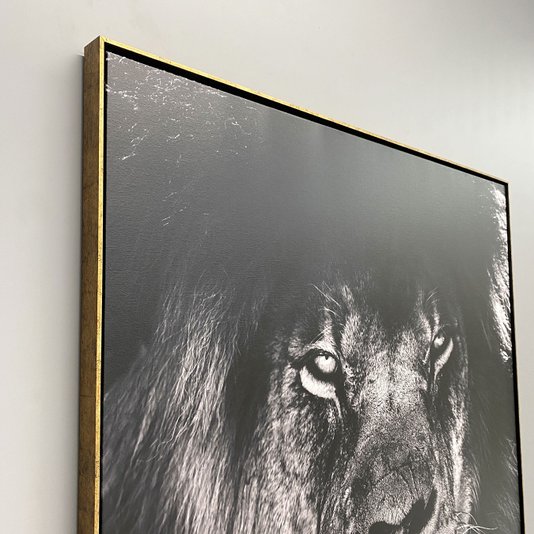 Tela Canvas Arte Leão de Judá em Preto e Branco 120x120 cm