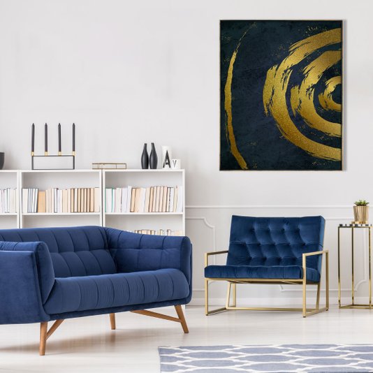 Tela Canvas Arte Moderna Gold com Moldura Dourada 90x120 cm
