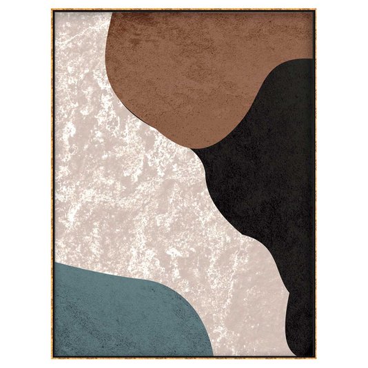 Tela Canvas com Moldura Dourada Imagem Arte Formas Orgânicas