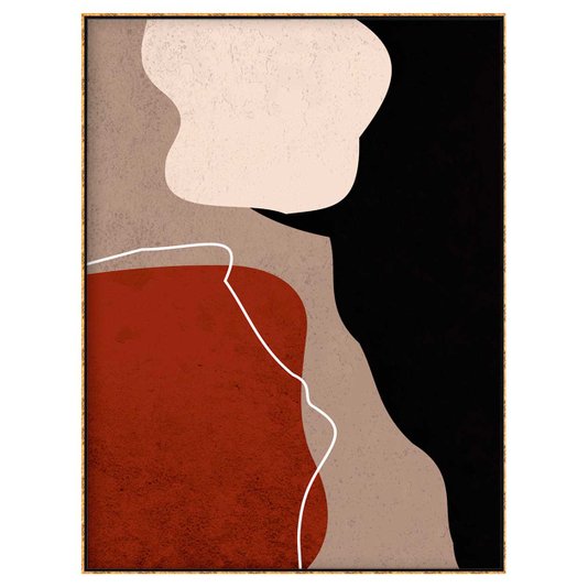 Tela Canvas com Moldura Dourada Arte Moderna Formas Orgânicas
