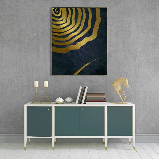 Tela Canvas com Moldura Dourada Arte Moderna Gold 90x120 cm