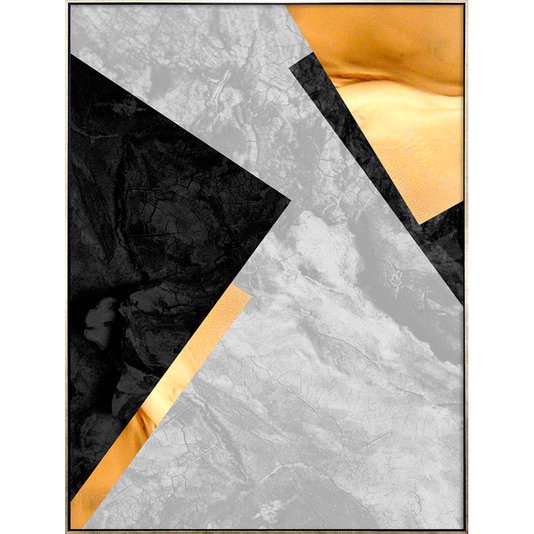 Tela Canvas com Moldura Prata Arte Geométrica Abstrata 60x90 cm