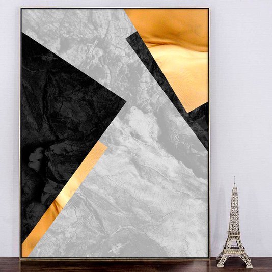 Tela Canvas com Moldura Prata Arte Geométrica Abstrata - Escolha o Tamanho