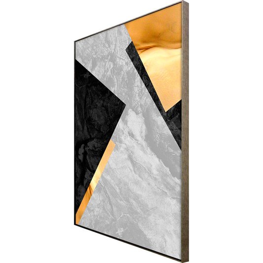 Tela Canvas com Moldura Prata Arte Geométrica Abstrata - Escolha o Tamanho