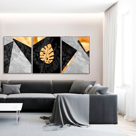 Exemplo decoração com 3 quadros. Modelos 1, 2 e 3.