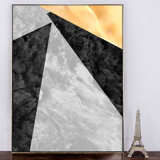 Tela Canvas com Moldura Prata Arte Textura Geométrica - Escolha o Tamanho