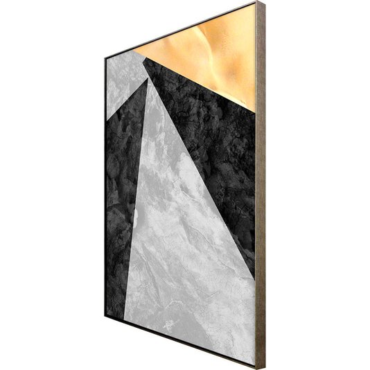 Tela Canvas com Moldura Prata Arte Textura Geométrica - Escolha o Tamanho