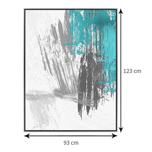 Tela Canvas com Moldura Prata Desenho Abstrato 90x120 cm