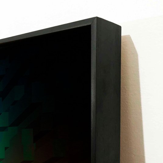 Tela Canvas Geométrica Colorida com Moldura Preta Jesus com Coroa de Espinhos