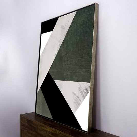 Tela Canvas Geométrica com Moldura Prata: Decore com Estilo e Qualidade