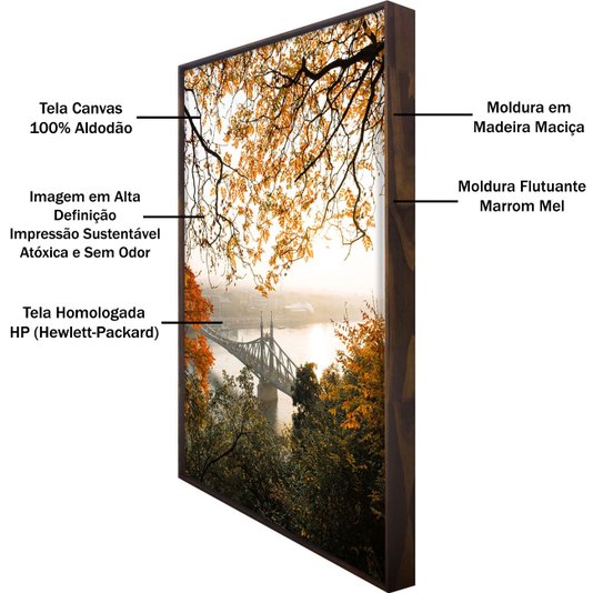 Tela Canvas Outono em Budapest com Moldura Marrom Mel - Bem-estar em sua Decoração