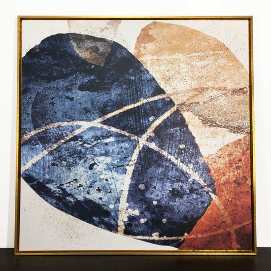 Tela em Canvas com Moldura Dourada: Arte Abstrata Cores Vibrantes 125x125 cm