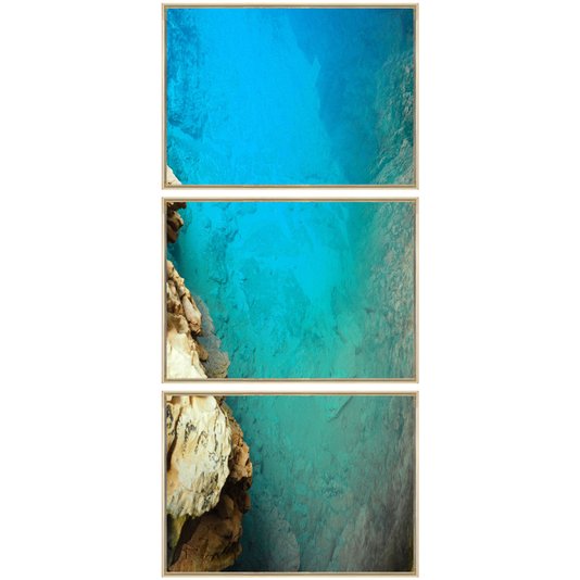 Trio de Quadros Telas Decorativas Paisagem Fundo do Mar 70x160 cm