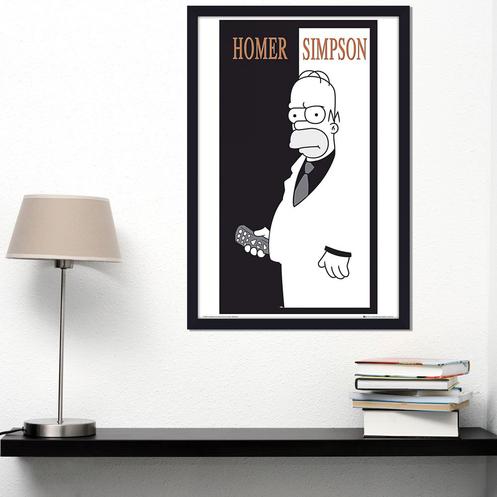 Poster com Moldura Homer Simpson em Preto e Branco s/ Vidro 60x90cm