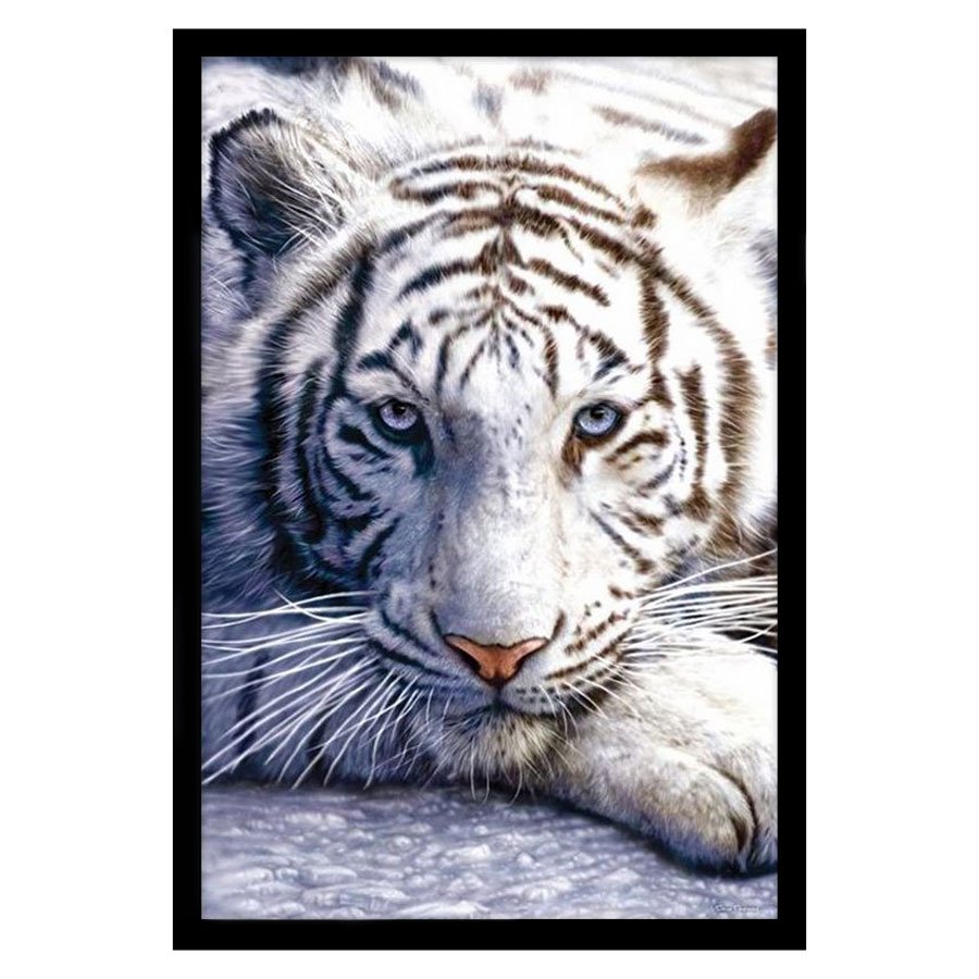 Poster 3D Tigre Andando Sobre a Neve 50x70cm com/sem Moldura - Decore Pronto