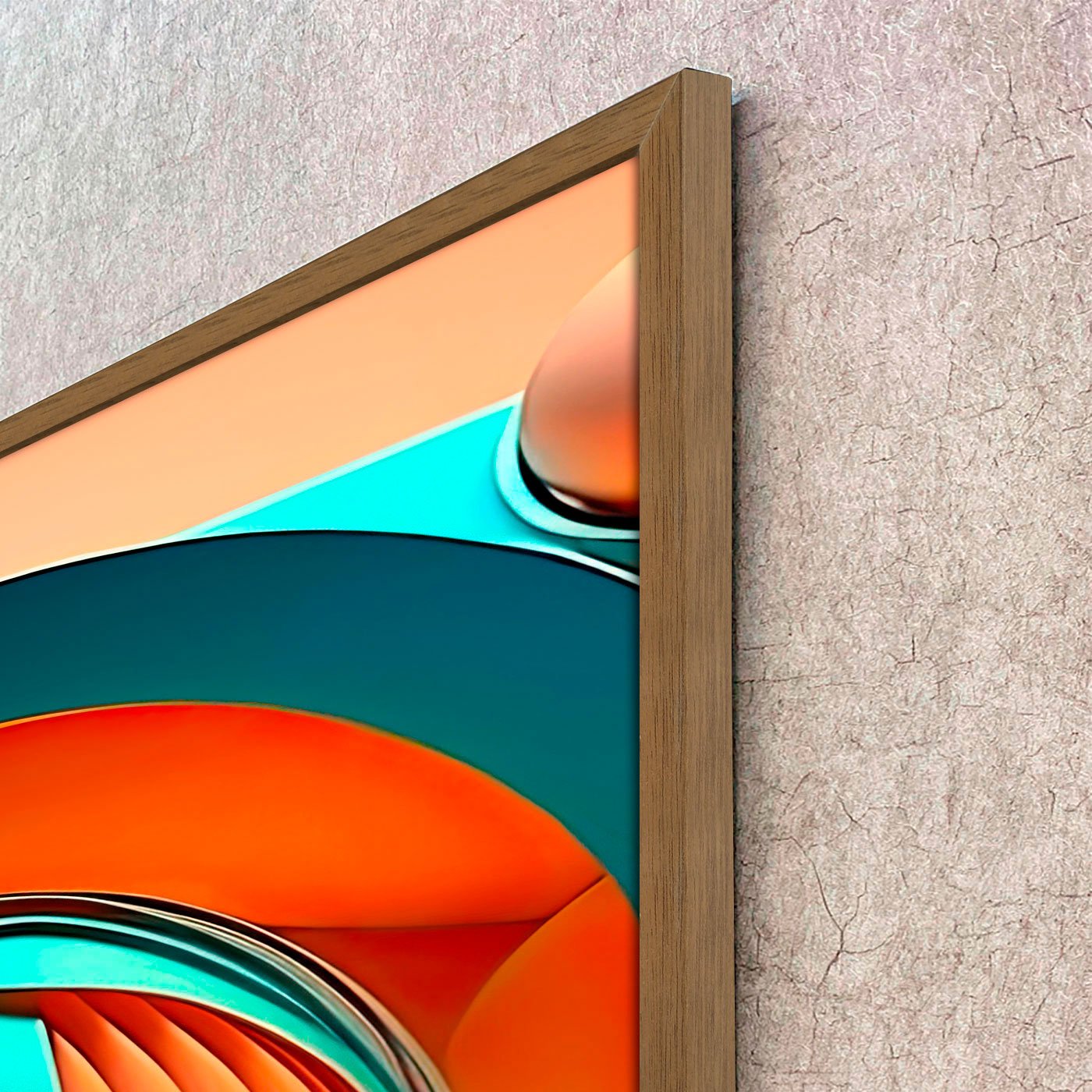 Quadro Abstrato Arte Moderna Colorida com Esferas Estilo 3D com Moldura e Vidro