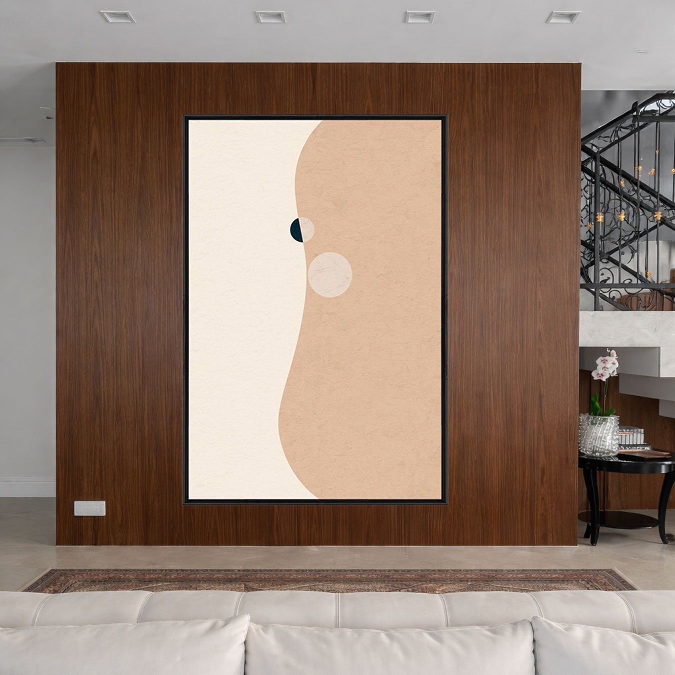 Quadro Abstrato Arte Moderna Minimalista de Formas Orgânicas e Tons Terrosos