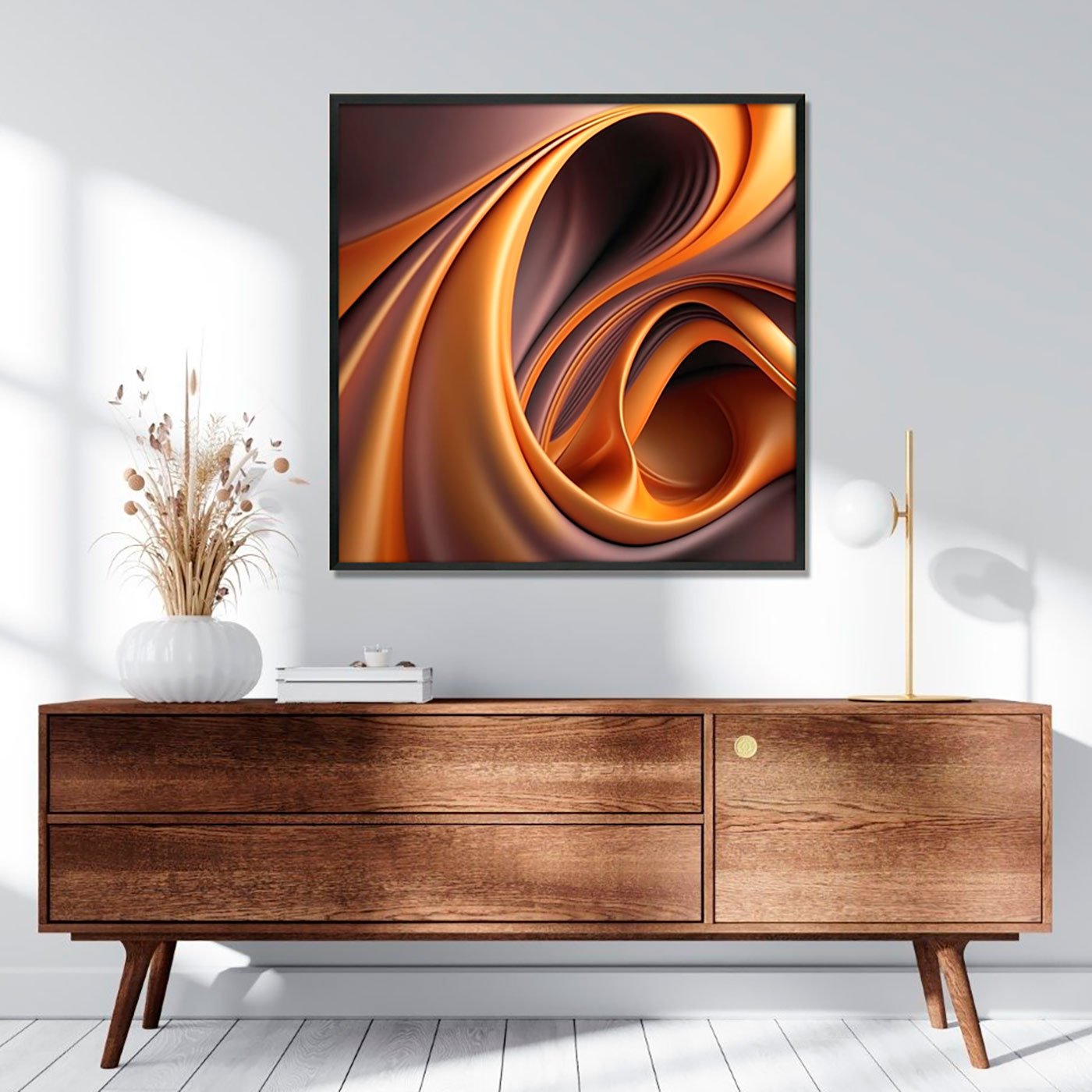 Quadro Abstrato Dinâmico Colorido com Estilo 3D Moldura e Vidro