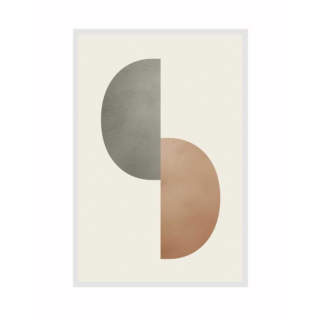 Quadro Abstrato Dualidade em Terracota e Cinza Decoração Minimalista