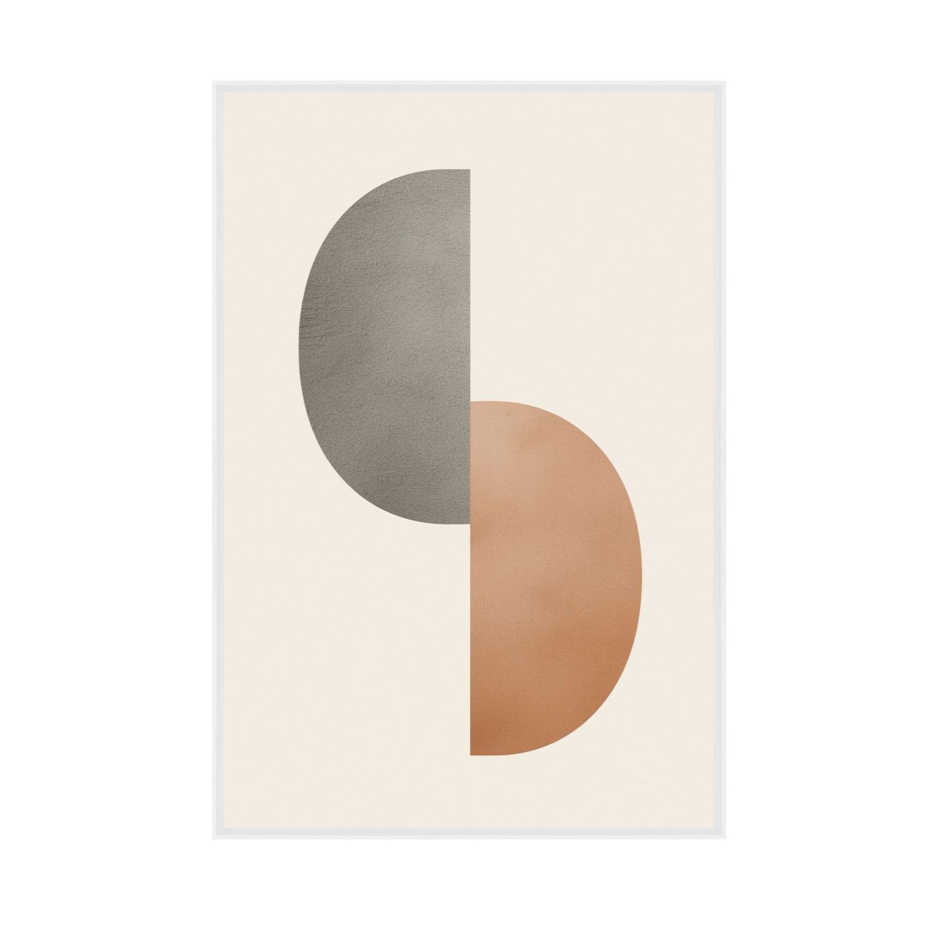 Quadro Abstrato Dualidade em Terracota e Cinza Decoração Minimalista