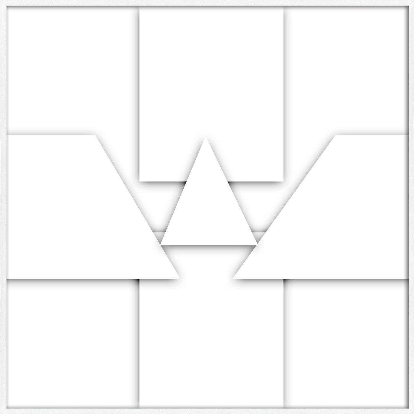Quadro Abstrato Geometrico em Camadas Arte Minimalista com Moldura e Vidro