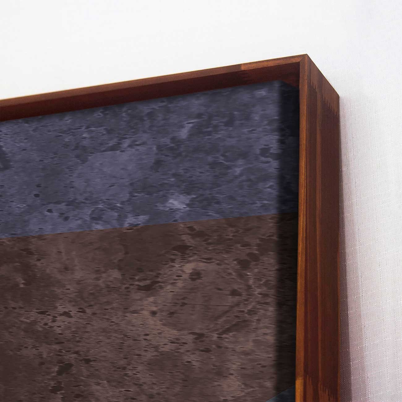 Quadro Abstrato Geométrico Tela Canvas Texturas Moldura Marrom 120x120 cm