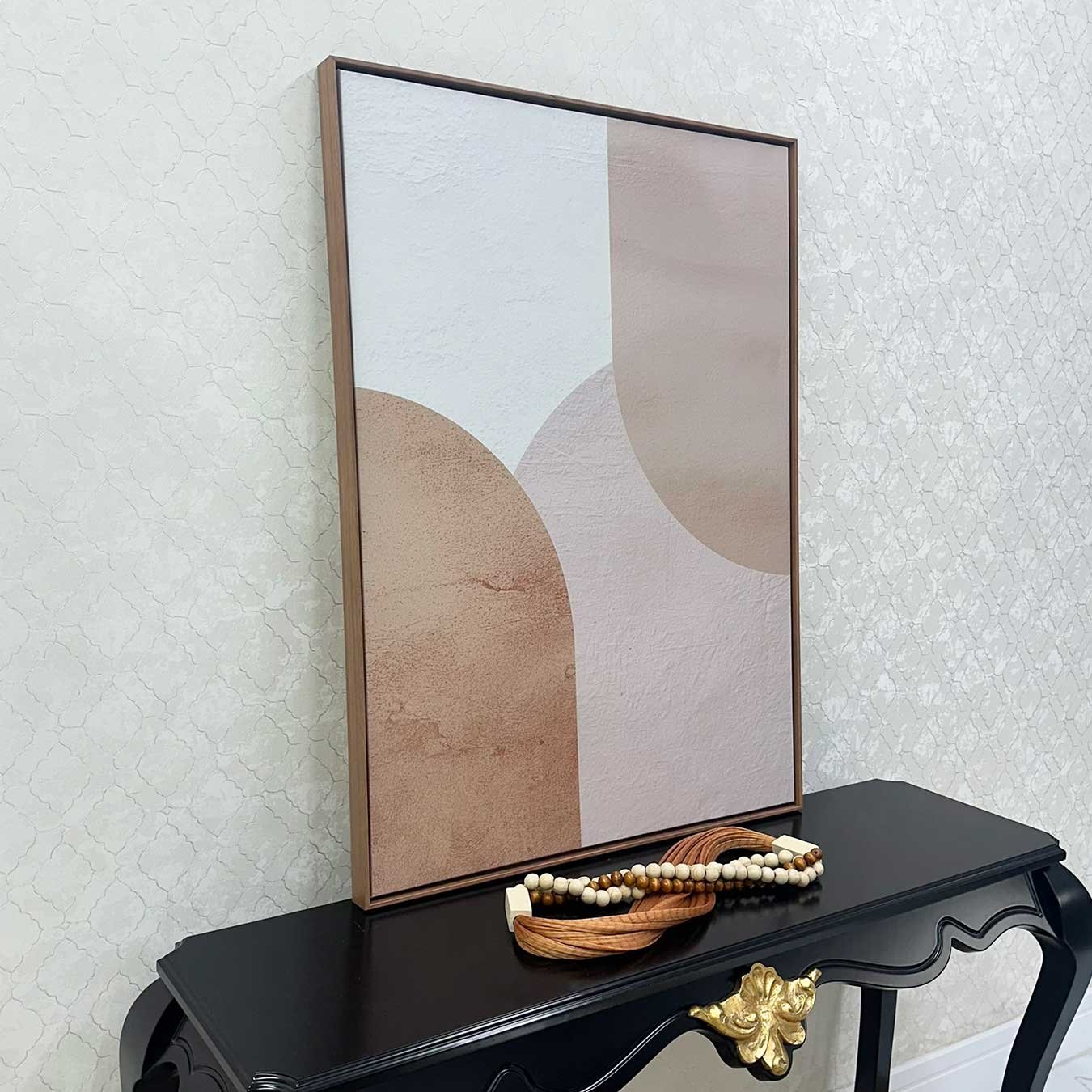 Quadro Abstrato Minimalista Estilo Texturizado Tons Terrosos e Bege Neutro