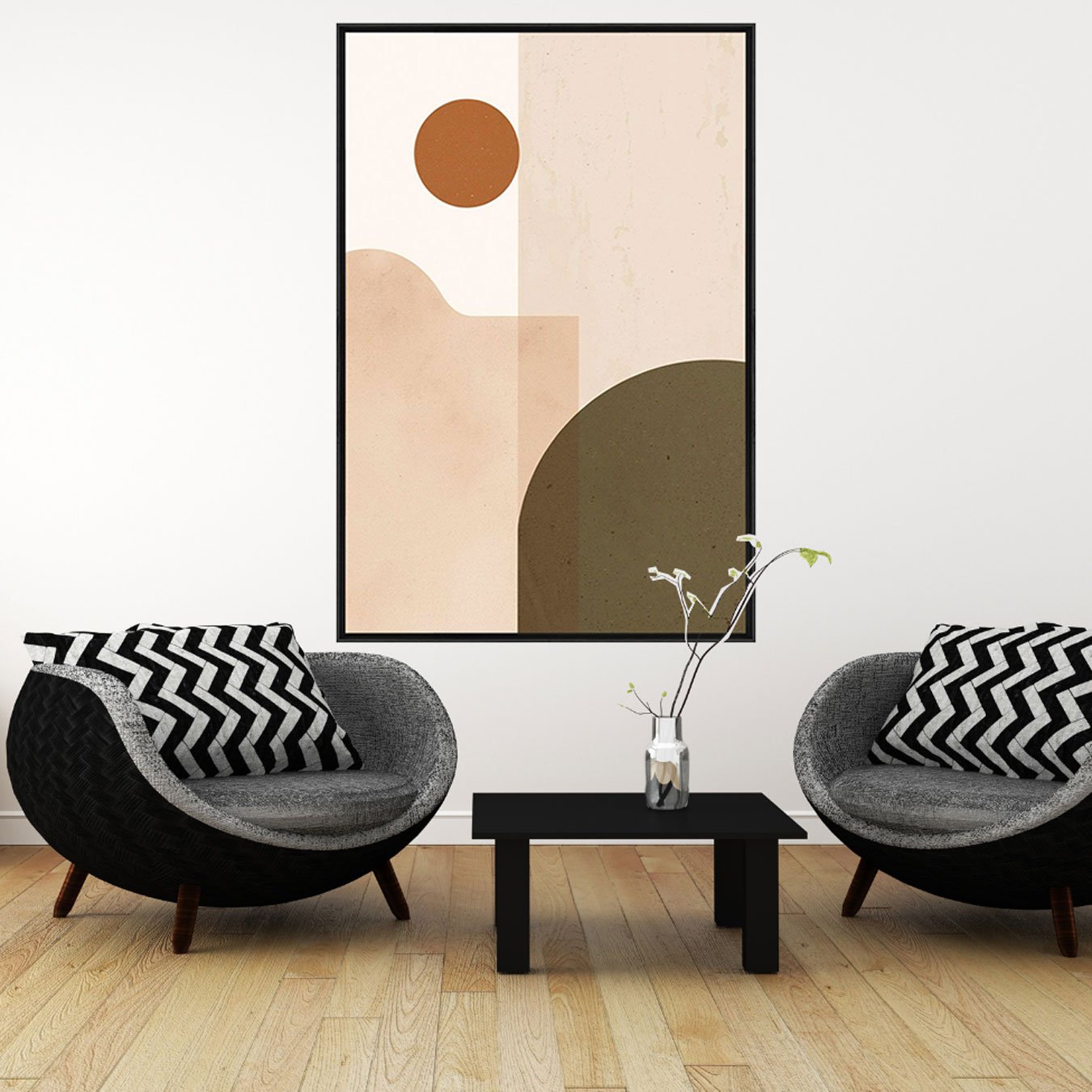 Quadro Arte Abstrata Geométrica Cores Terrosas Decoração Moderna Minimalista