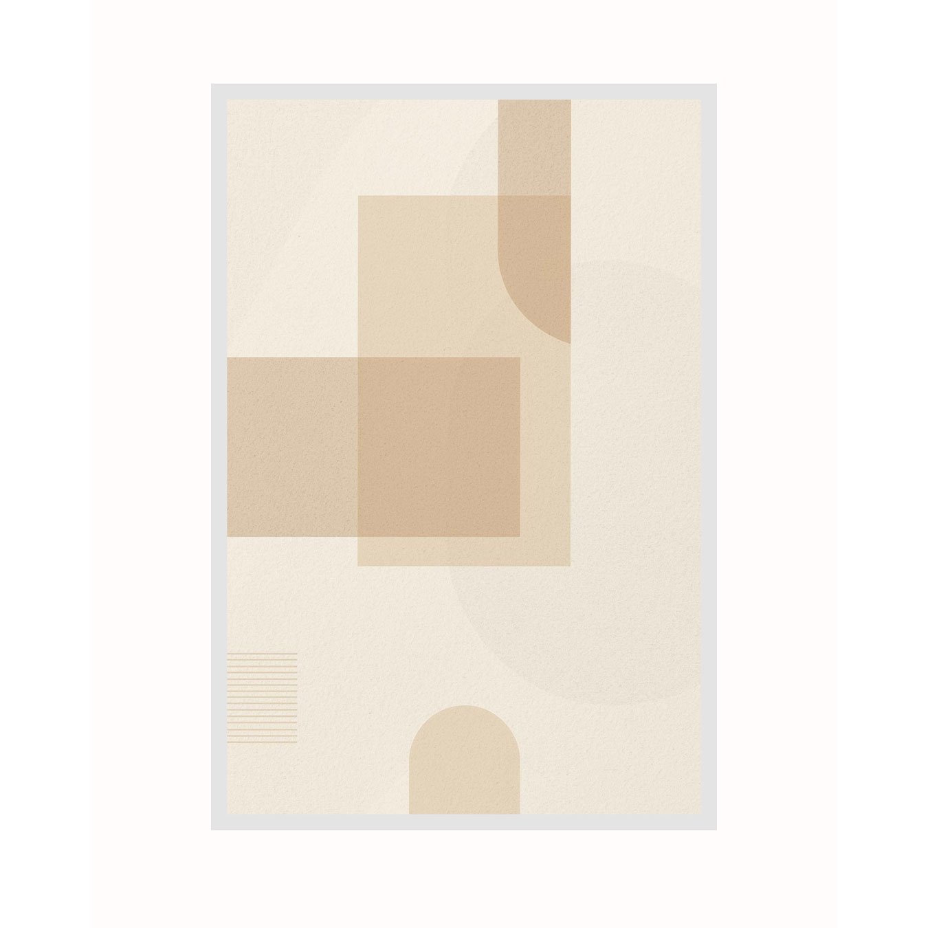 Quadro Arte Abstrata Minimalista Bege Geométrico com Curvas Decoração Moderna