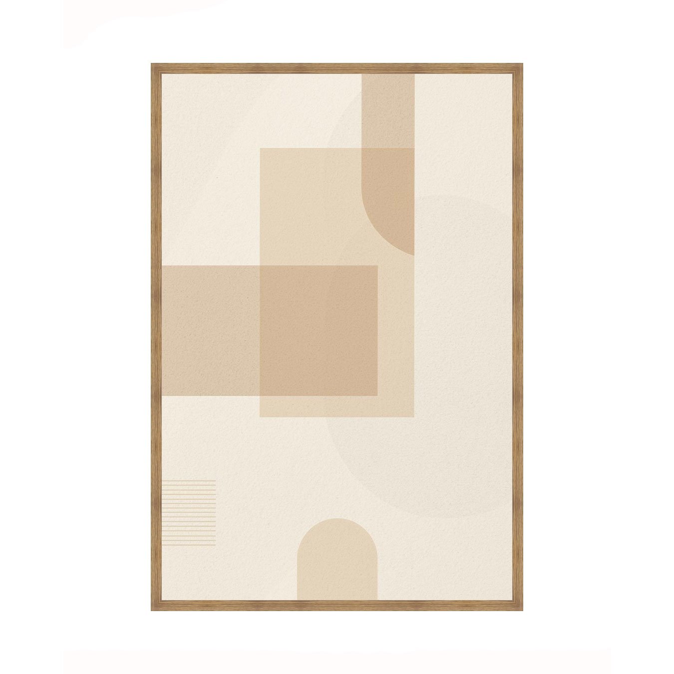 Quadro Arte Abstrata Minimalista Bege Geométrico com Curvas Decoração Moderna
