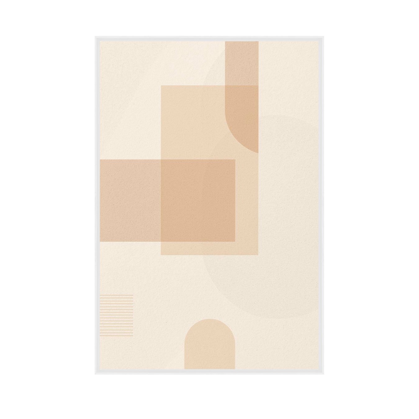 Quadro Arte Abstrata Minimalista Bege Geométrico com Curvas Decoração Moderna