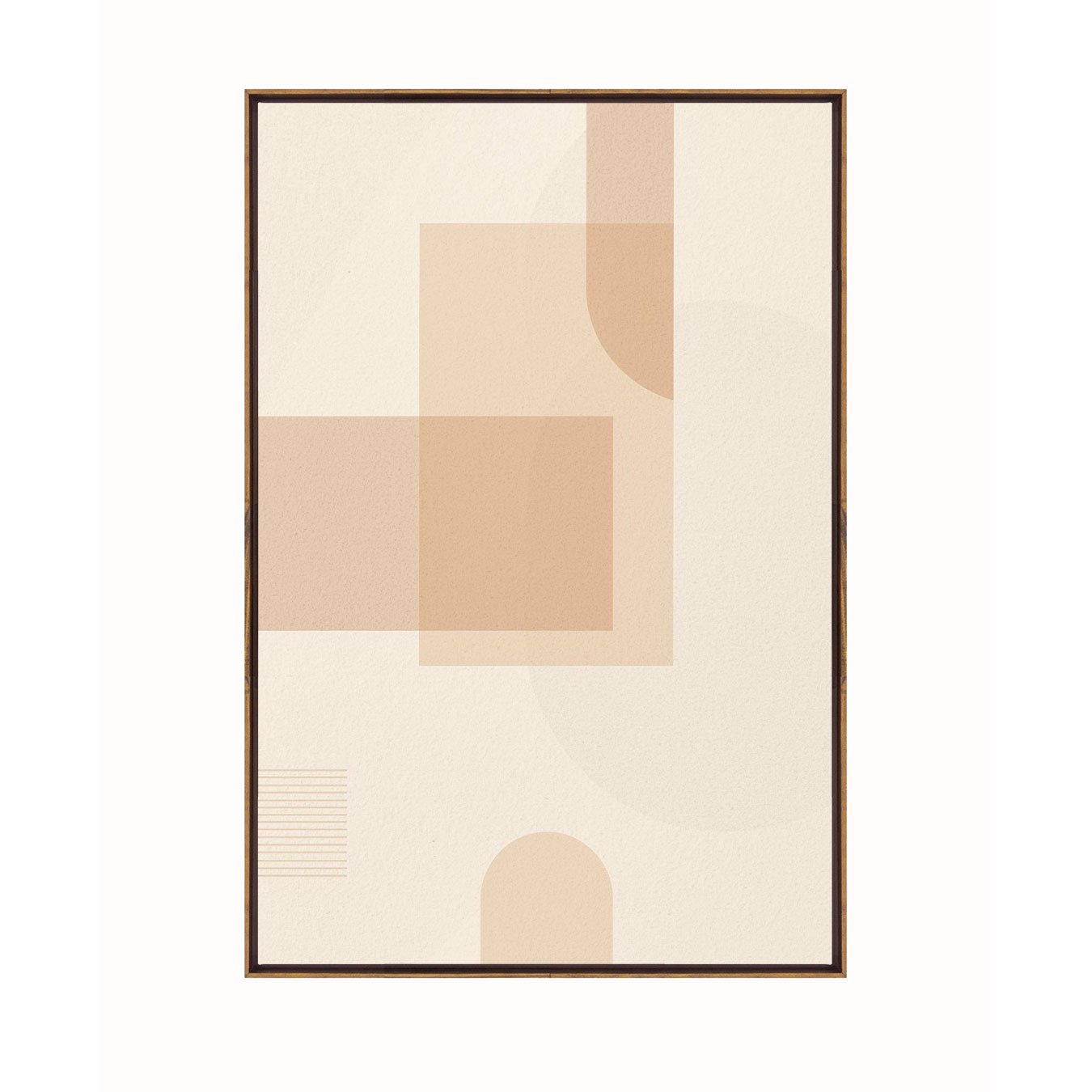 Quadro Arte Abstrata Minimalista Bege Geométrico com Curvas Decoração Moderna