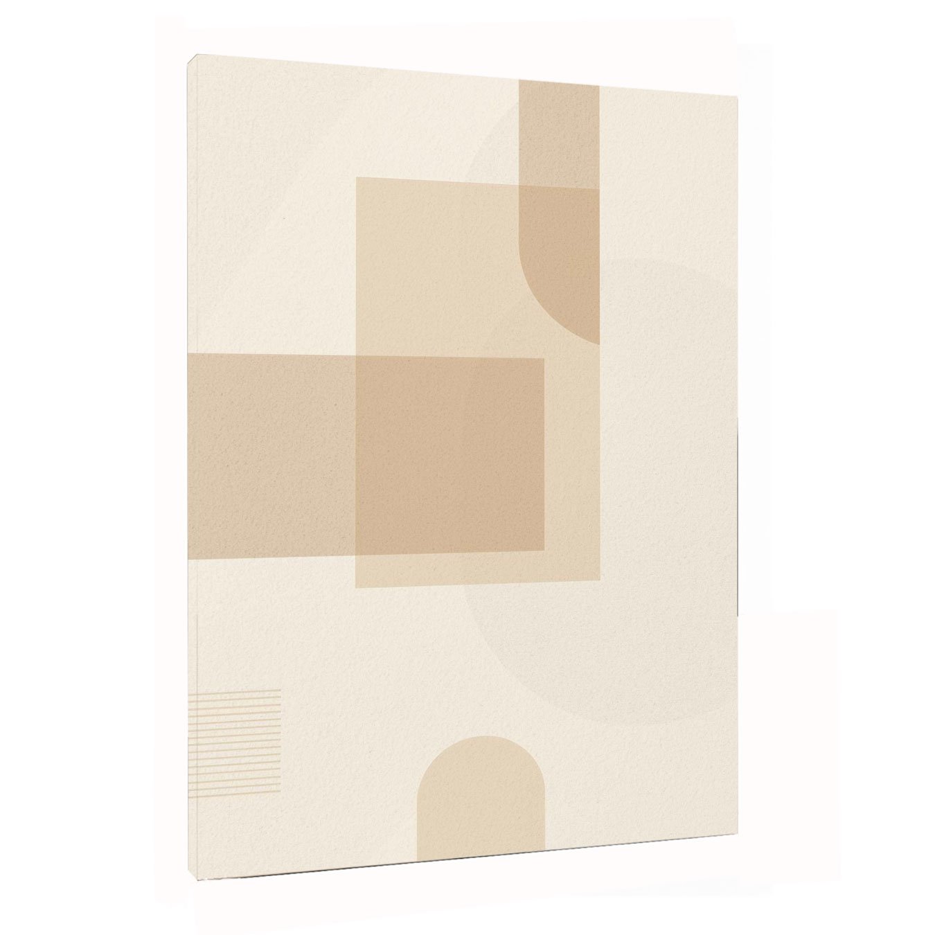 Quadro Arte Abstrata Minimalista Bege Geométrico com Curvas Decoração Moderna