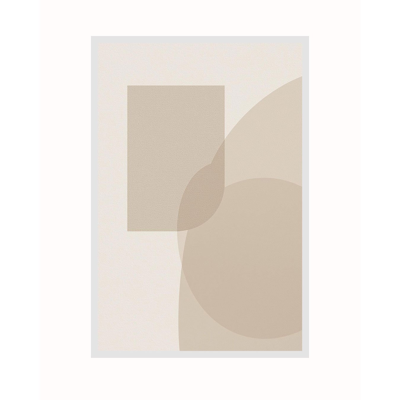 Quadro Arte Abstrata Minimalista Bege Geométrico com Curvas Decoração Moderna