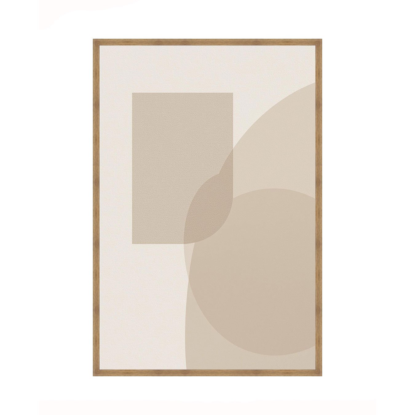 Quadro Arte Abstrata Minimalista Bege Geométrico com Curvas Decoração Moderna