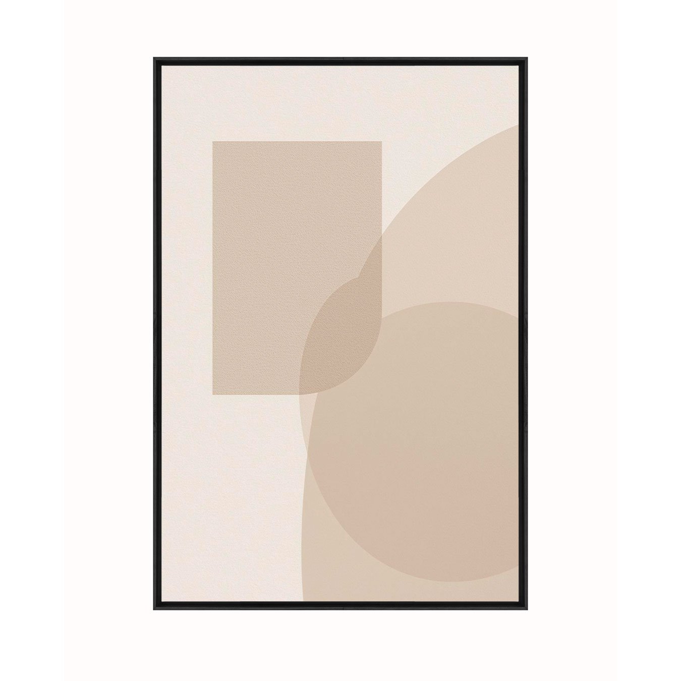 Quadro Arte Abstrata Minimalista Bege Geométrico com Curvas Decoração Moderna