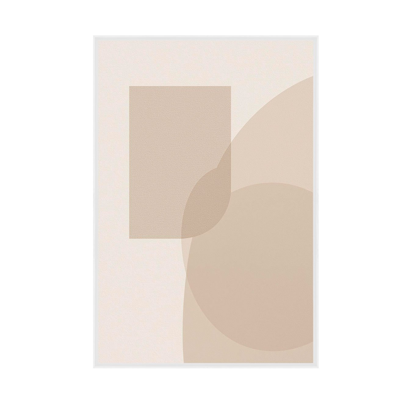 Quadro Arte Abstrata Minimalista Bege Geométrico com Curvas Decoração Moderna