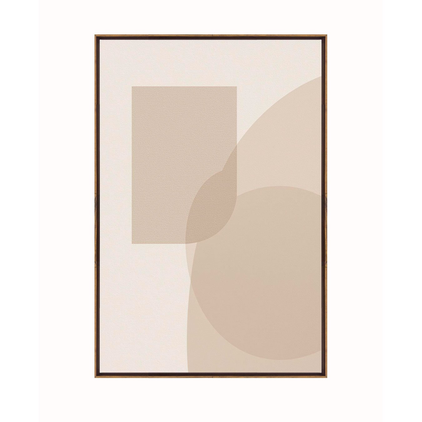 Quadro Arte Abstrata Minimalista Bege Geométrico com Curvas Decoração Moderna