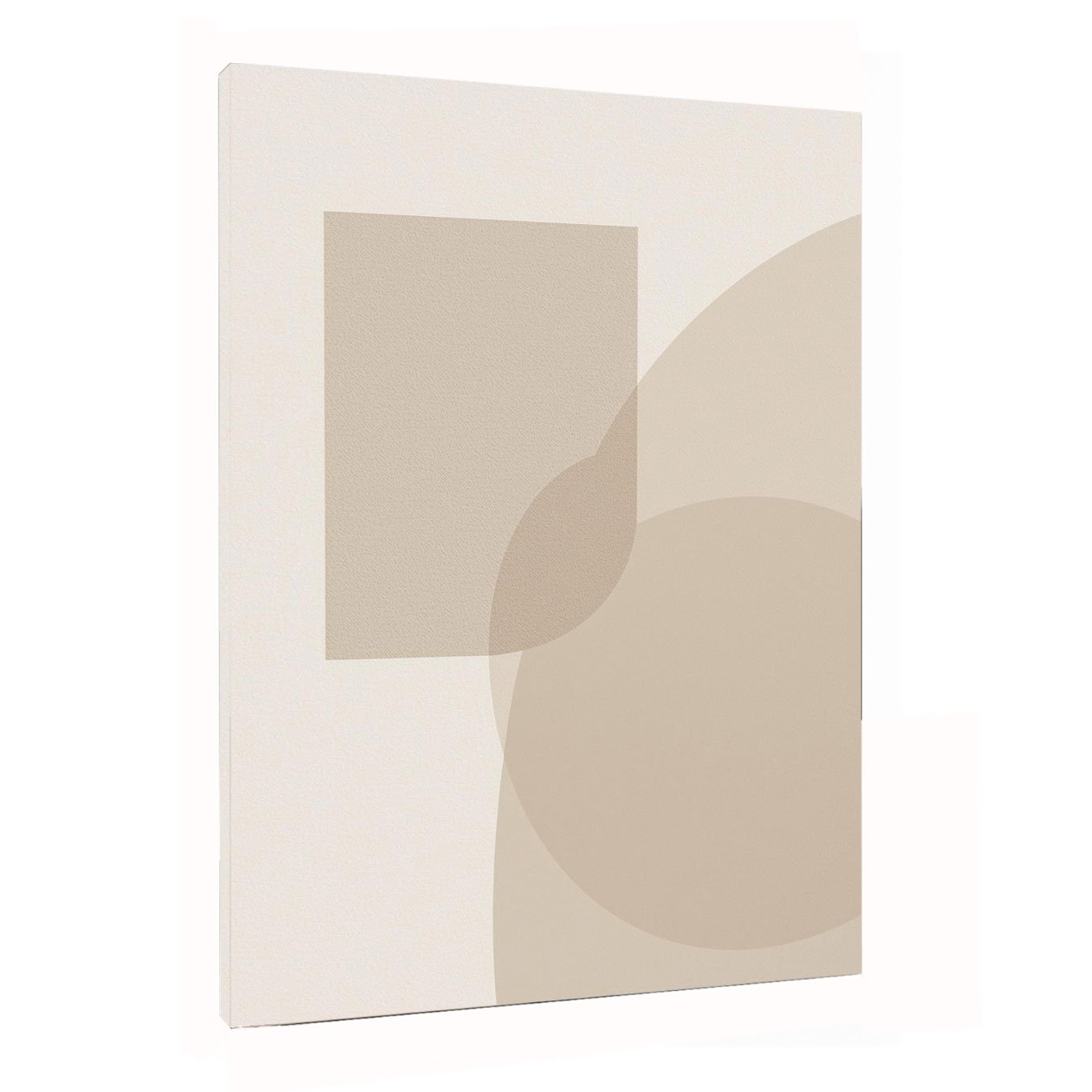 Quadro Arte Abstrata Minimalista Bege Geométrico com Curvas Decoração Moderna