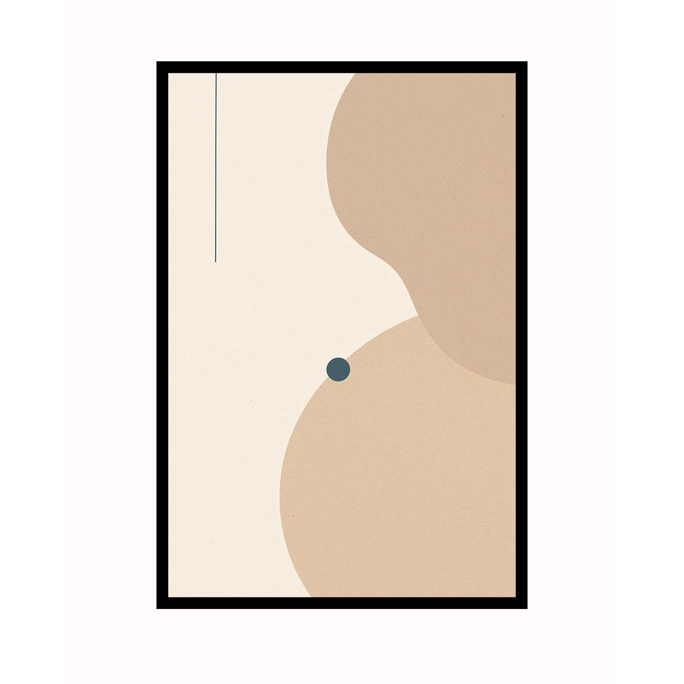 Quadro Arte Minimalista Abstrata com Formas Orgânicas e Linhas Geométricas