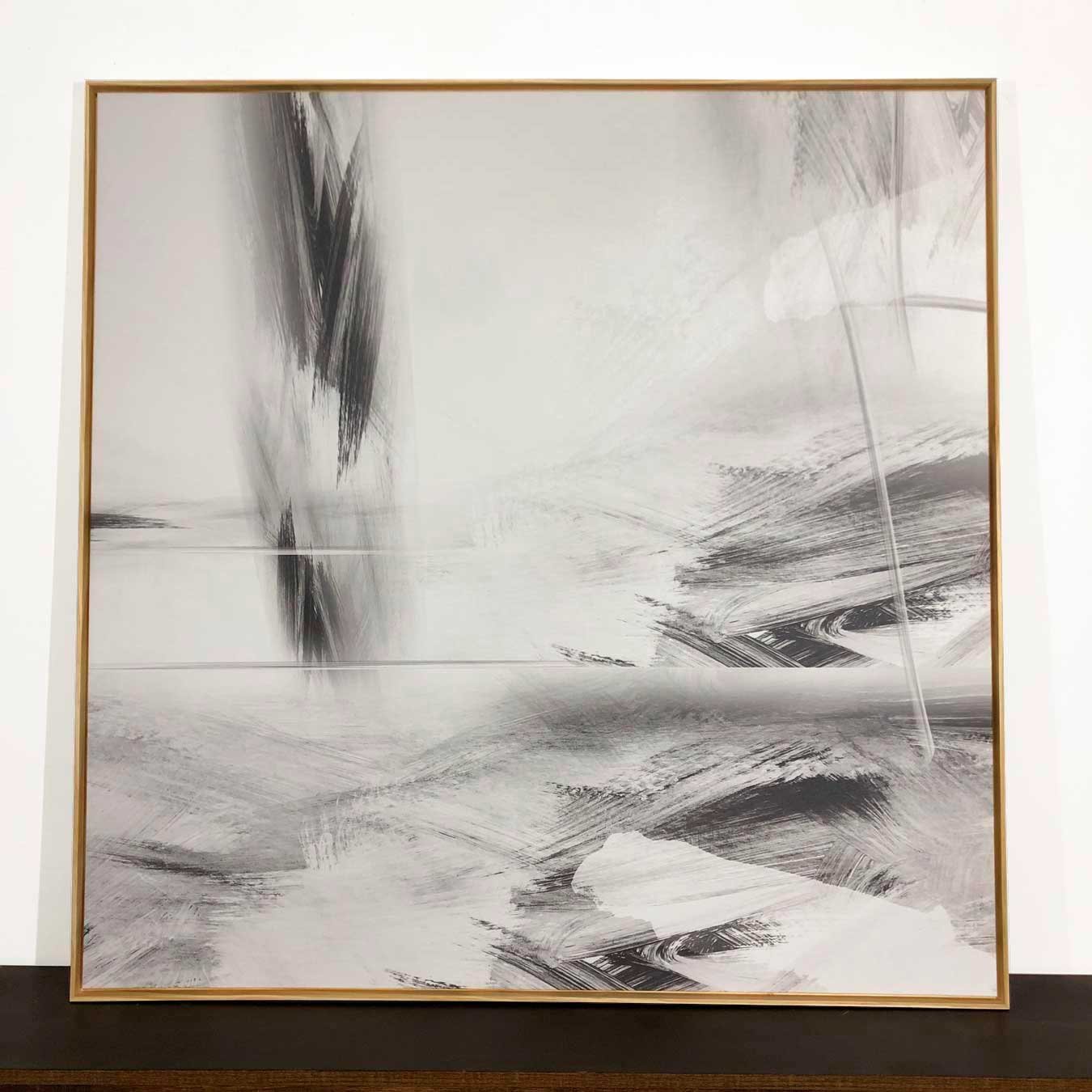 Quadro Canvas Abstrato Moderno Preto e Branco: Elegância com Moldura Natural