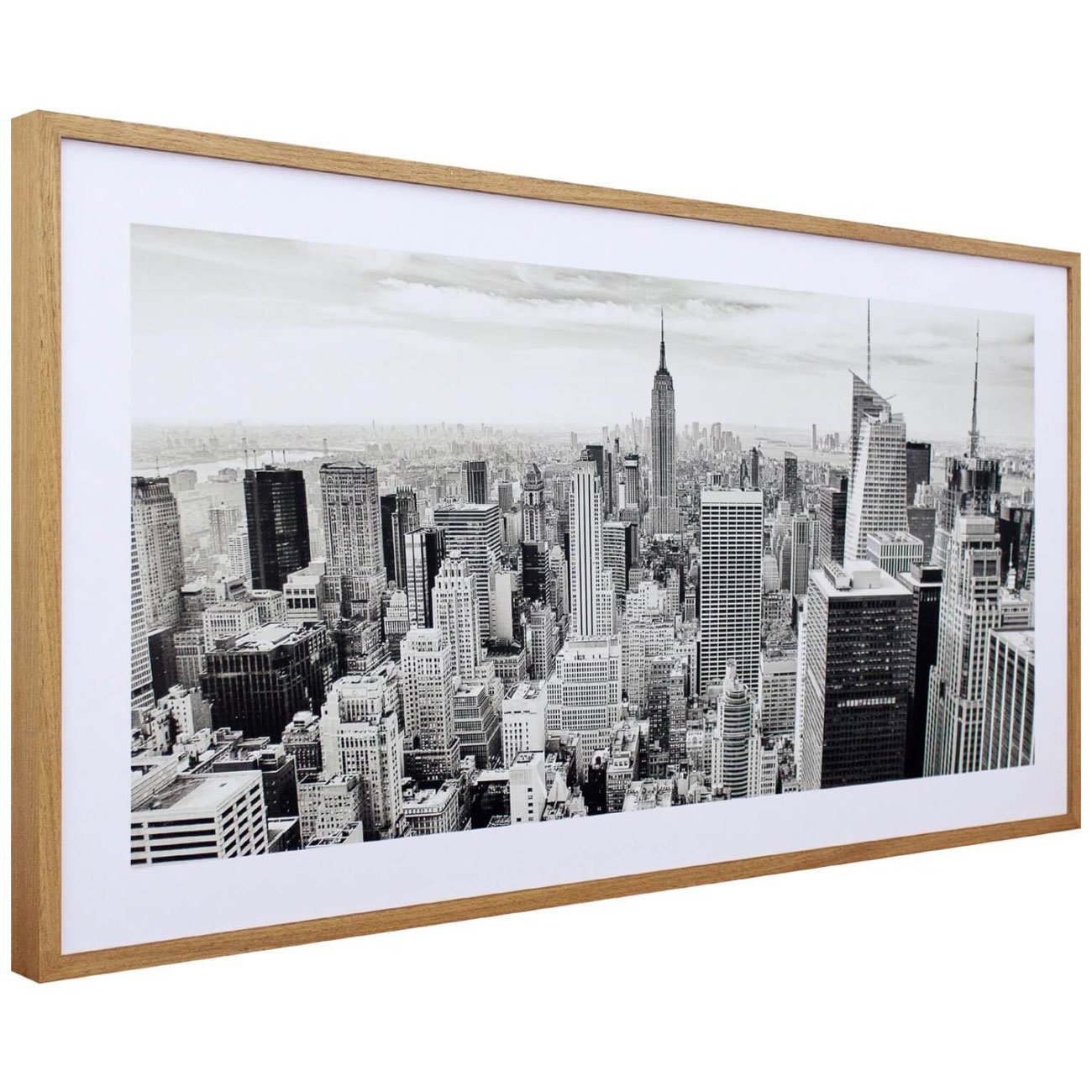 Quadro Empire State Preto e Branco com brilho 34x94cm Inspire