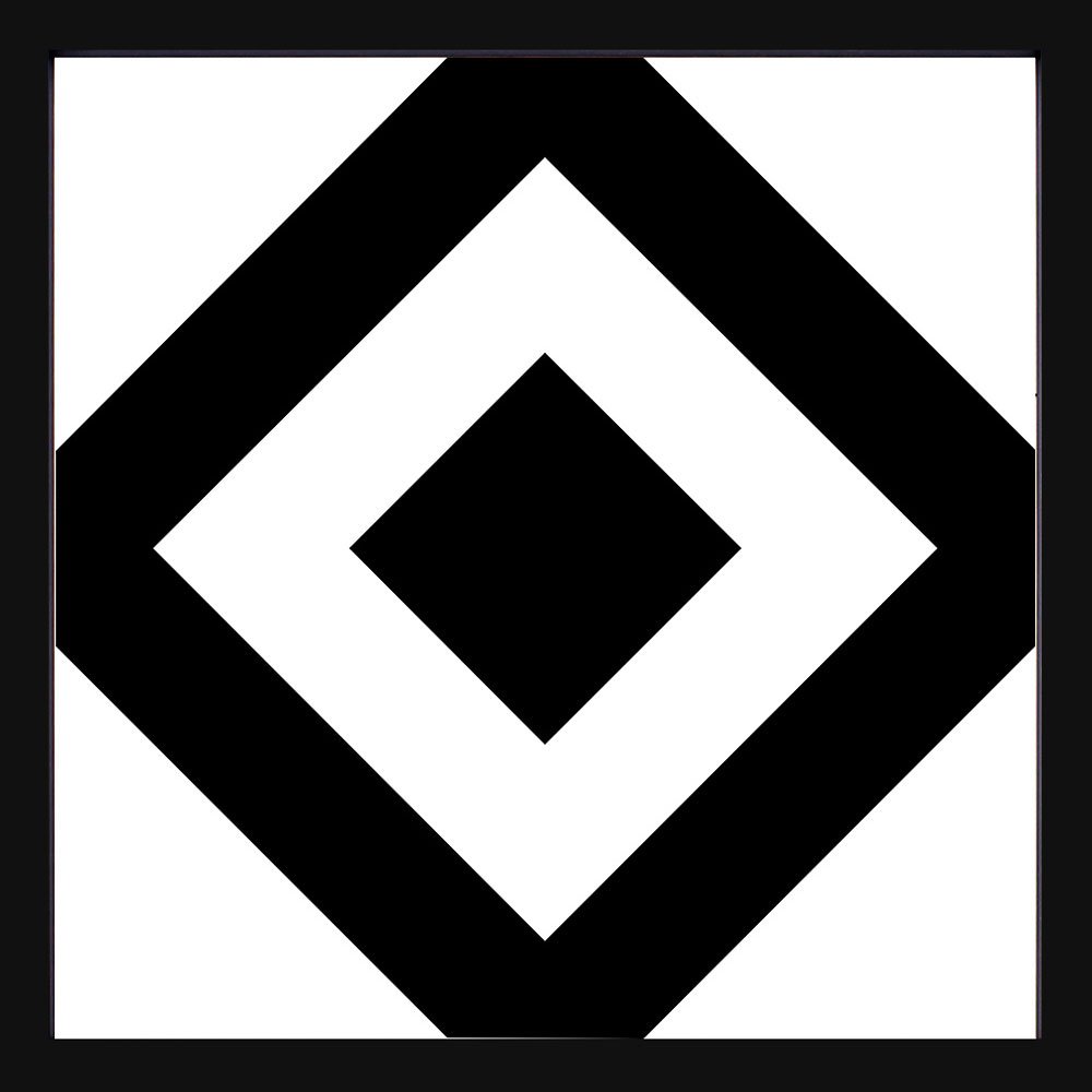 Quadro em Preto e Branco Formas Geométricas Losango 