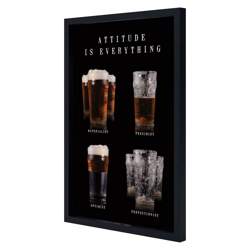Quadro Decorativo Poster Copos de Cerveja Atitude é Tudo c/ Vidro 60x90cm