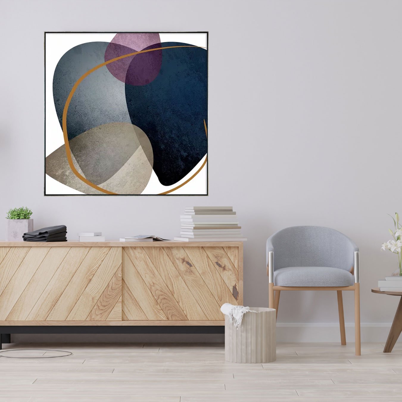 Quadro em Canvas Arte Abstrata com Elementos Orgânicos - Escolha o Tamanho