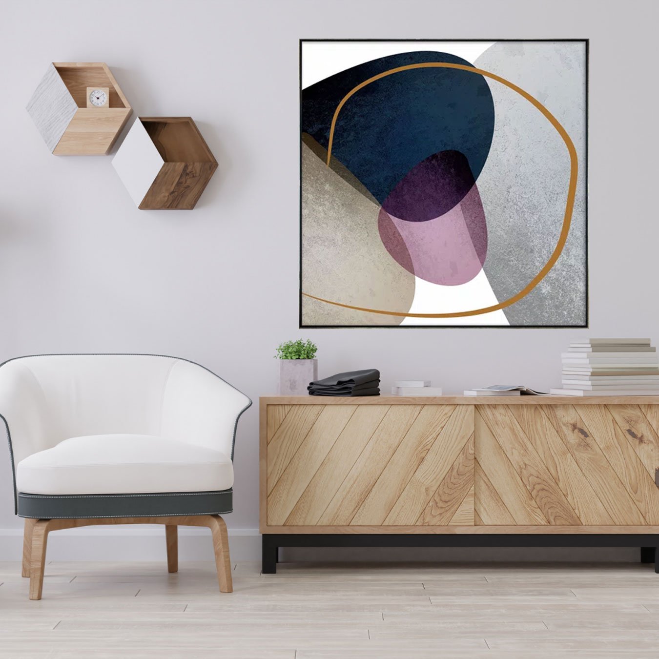Quadro em Tela Canvas Arte Abstrata com Formas Orgânicas - Escolha o Tamanho