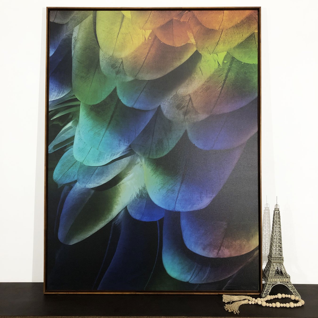 Quadro em Tela Canvas Arte Abstrata Penas de Arara Coloria Elegânte 90x120 CM