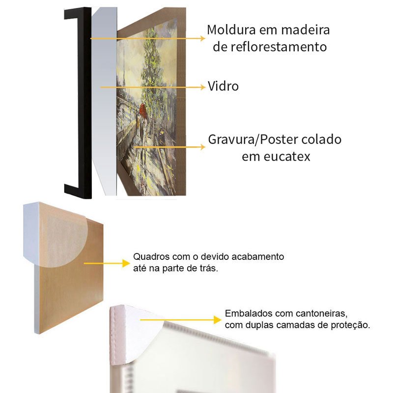 Quadro Floral Minimalista com Moldura Cobre Rosê 60x80 cm