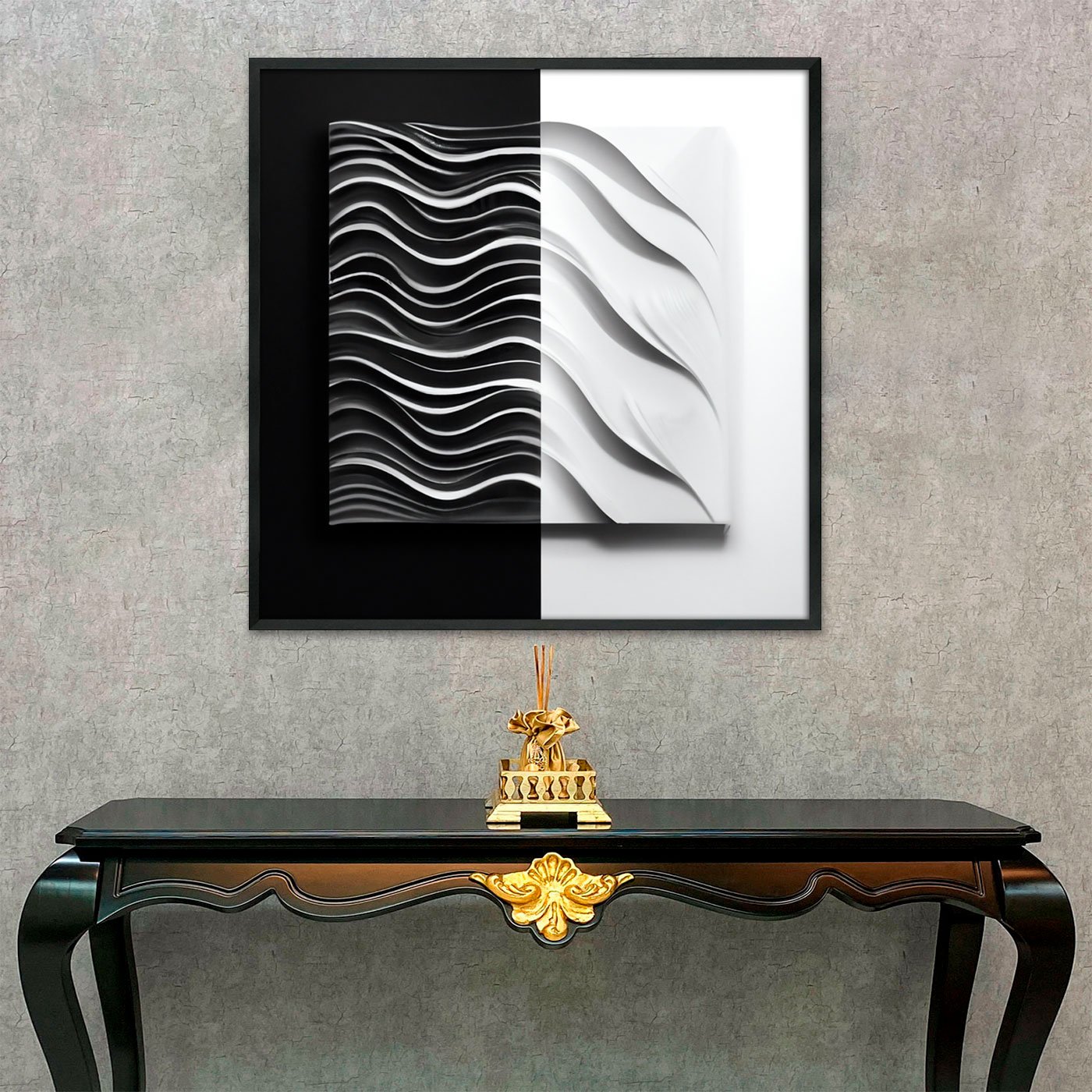Quadro Geométrico Abstrato Moderno Design e Contraste com Moldura e Vidro Quadro Geométrico Abstrato Moderno Design e Contraste com Moldura e Vidro