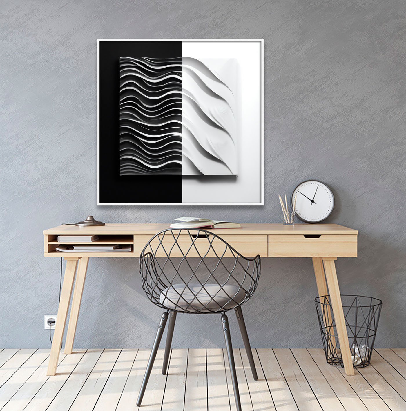 Quadro Geométrico Abstrato Moderno Design e Contraste com Moldura e Vidro Quadro Geométrico Abstrato Moderno Design e Contraste com Moldura e Vidro